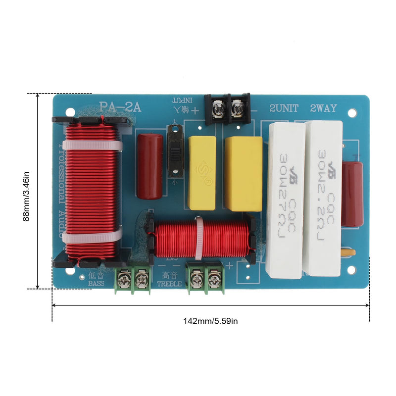 2 Way Crossover for Speaker, 450W 4-8 Ohm 2 Way High-Low Frequency Divider for Speaker, HiFi Speaker Crossover