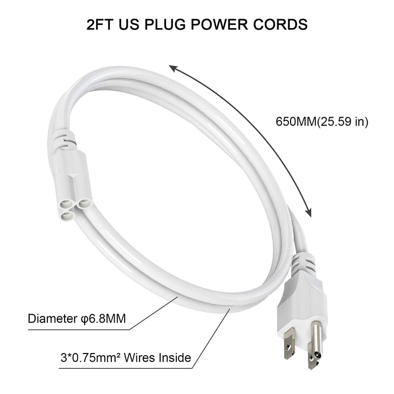 JESLED T8/T5 4FT Integrated LED Tube Light Fixture AC Power Cord Cable with 3-Prong US Plug for Garage, Workshop, Warehouse Commercial Lighting (4-Pack) 4FT POWER CORD