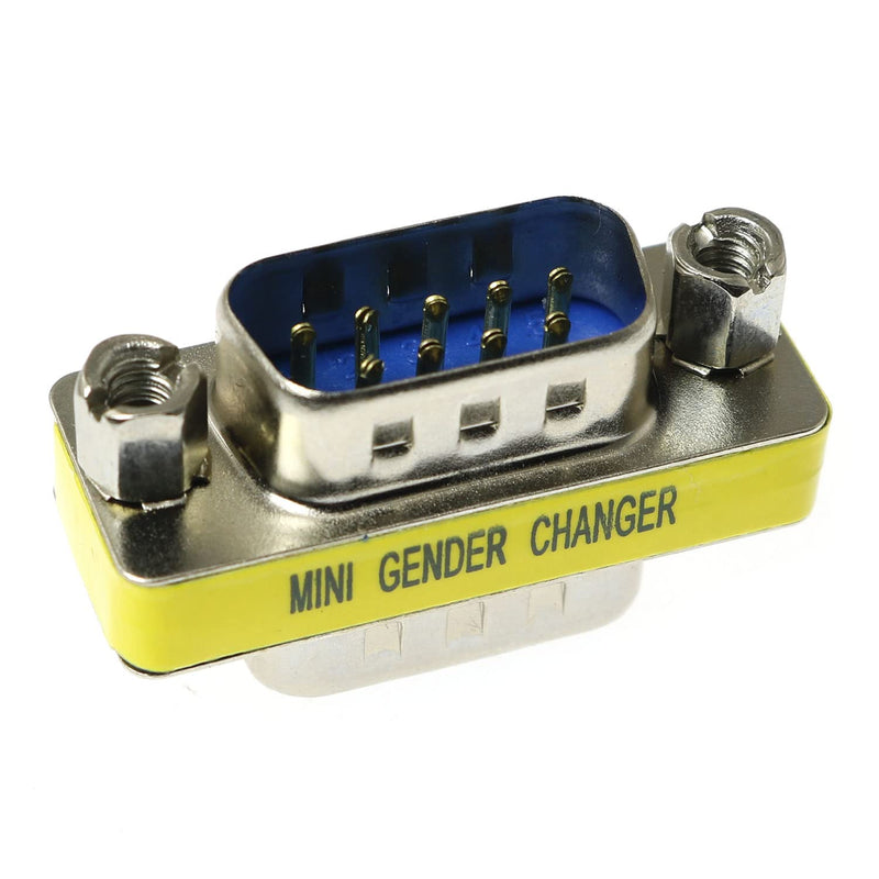2pcs DB9 9Pin RS232 Serial Cable Male to Male Mini Gender Changer Adapter Coupler Connector
