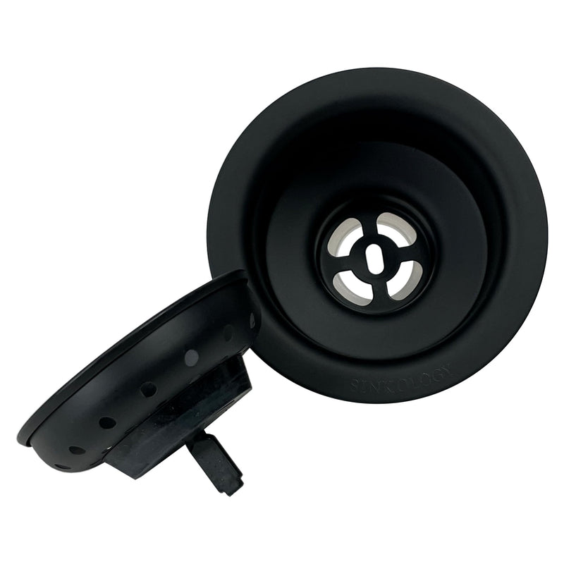 Sinkology SinkSense Kitchen Sink Basket Strainer Drain, Matte Black, Solid Brass, Removable Basket, Fits Standard 3.5 Inch Drain