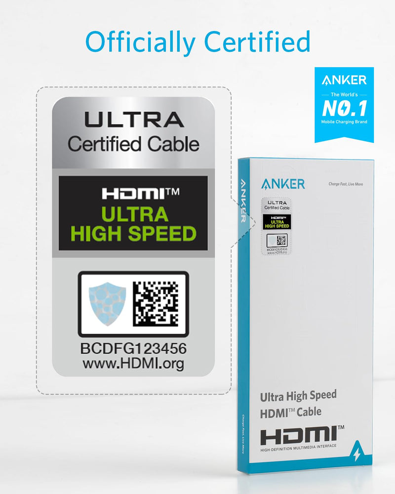 Anker HDMI Cable 8K@60Hz, 6.6FT Ultra High Speed 4K@120Hz 48Gbps Ultra HD, HDMI Cable Support Dynamic HDR,eARC,Dolby Atmos,Compatible with PlayStation 5,Xbox Series X,Samsung TVs (Pack of 2) 6.6 Feet (Pack of 2)