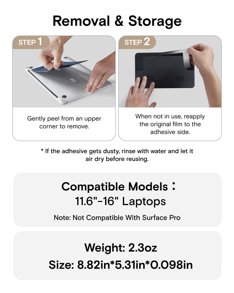 MOFT Laptop Stand for Desk, Adhesive Airflow Laptop Cooling Riser for Heat Dissipation with 2 Adjustable Viewing Angles, Foldable & Portable Computer Stand Compatible with Laptops 11"-16", Cool Grey Adhesive Version-Air Flow