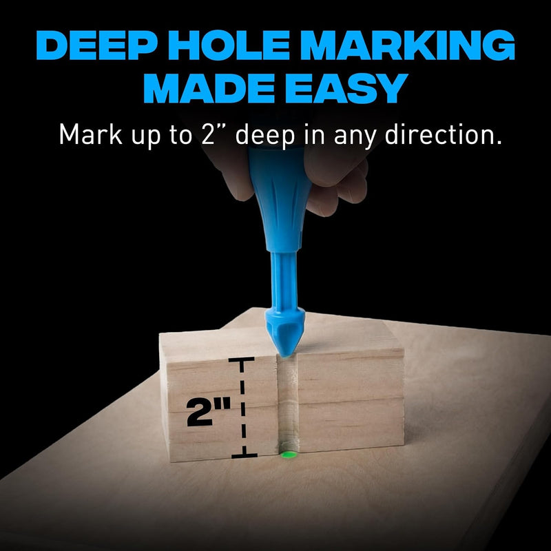 OX Tools 2-Pack Tuff Shot Deep Hole Marker Chalk Powder Shot for Drilling, Construction Marking Tool, Deep Reach Marker, 500 Total Bursts of High-Vis Green Chalk Spray Marking for Carpentry 2 Pack