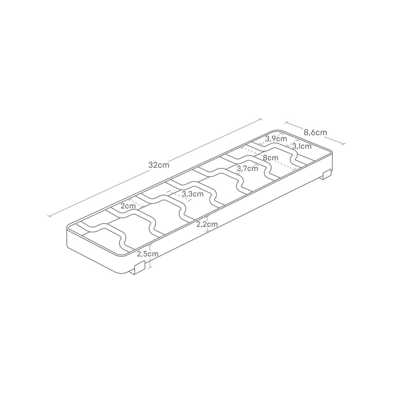 Yamazaki 1371 Tower Bowl Storage S White Steel Minimalist 32 x 8.6 x 2.2 cm (L x W x H) | Steel, with non-slip silicone feet, organizer for shelves and drawers, 8.6 x 32 x 2.2 cm, Japanese design