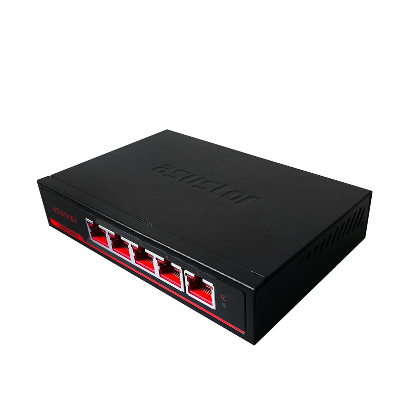 Asustor ASW205T 5 Port 2.5G Unmanaged Ethernet Network Switch, Plug and Play, Wall-Mount