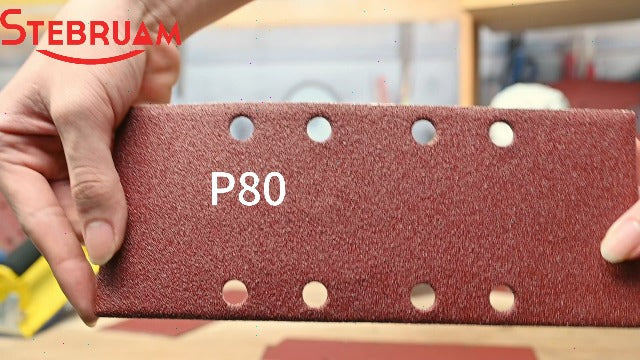 Stebruam 48-Piece Sandpaper Velcro 93 x 185 mm Grit 40-400 Sanding Sheet | Various grit 40/60/80/120/180/240/320/400 sandpaper Velcro set, 8 holes for wood, metal, varnish, paint 93 x 185 sheets of sandpaper grit mixed