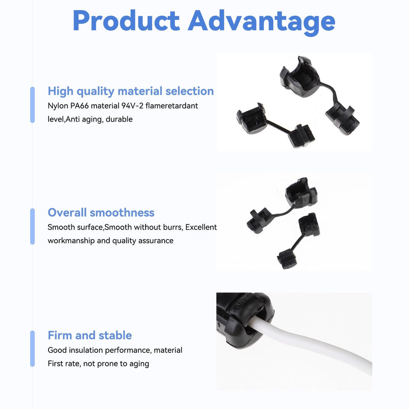 20PCS Electric Cable Protection Cord Buckle Black Wire Cover Round Nylon Cable Strain Relief Bushing Wire Strain Relief Bush Cord Grommet 6N-4 4N-4