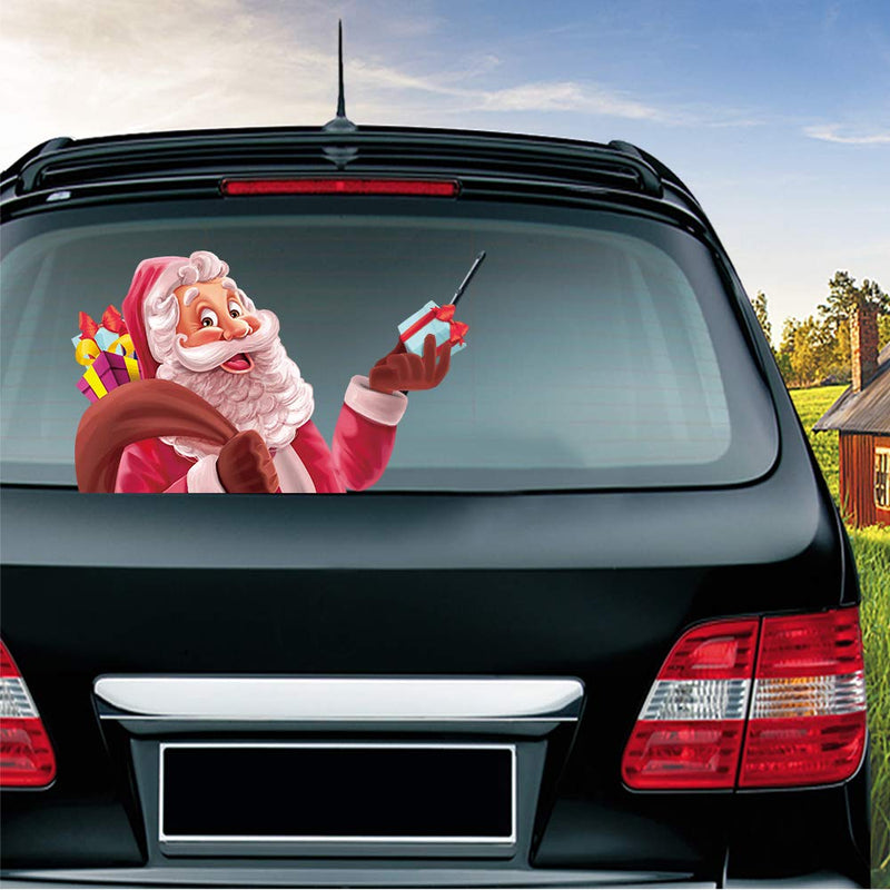 Christmas Santa Claus Rear Window Wiper Decal Funny Waving Arm Wiper Sticker Waterproof Windshield Wiper Decal Christmas Decoration Rear Window Wiper Blade Decal Car Sticker (Santa Claus)