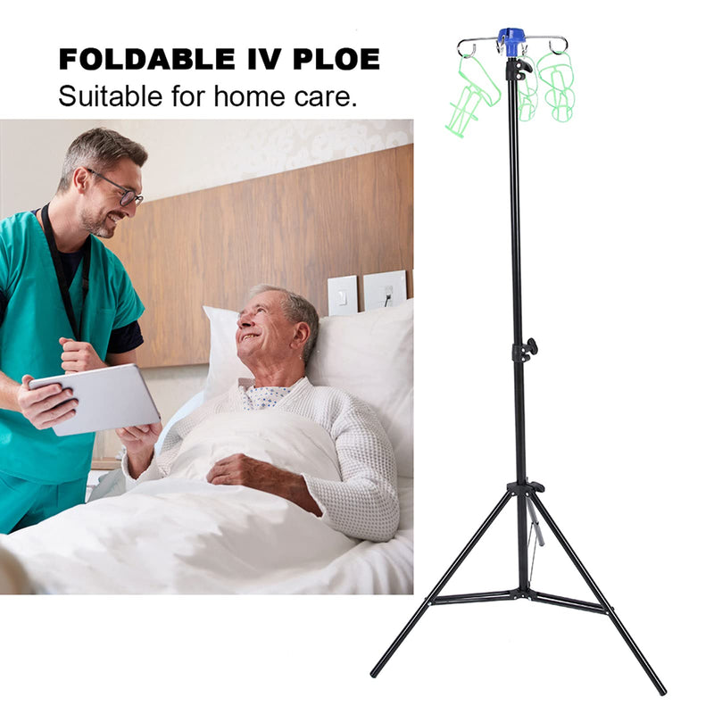 Infusion Stand, 4 Hooks Portable IV Stand Medical, Durable Retractable Infusion Stand, Foldable Infusion Stand Drip Bag Stand for Elderly Care Home, Hospitals and Clinics