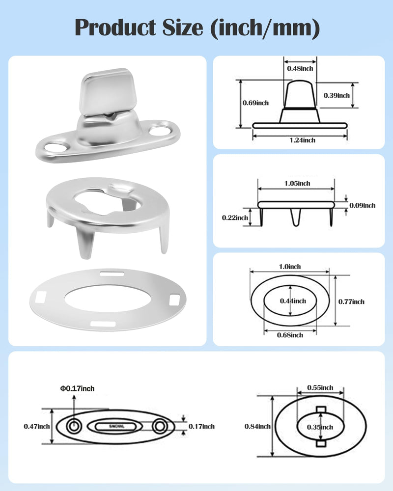 Twist Lock Common Sense Fastener, Marine Grade Plated Brass Turn Buttons for Boats, Sailboats, RVs, Dinghies and Caravans, Brass Main Body and Spring Zinc, Standard Base Fixing(10 PC)