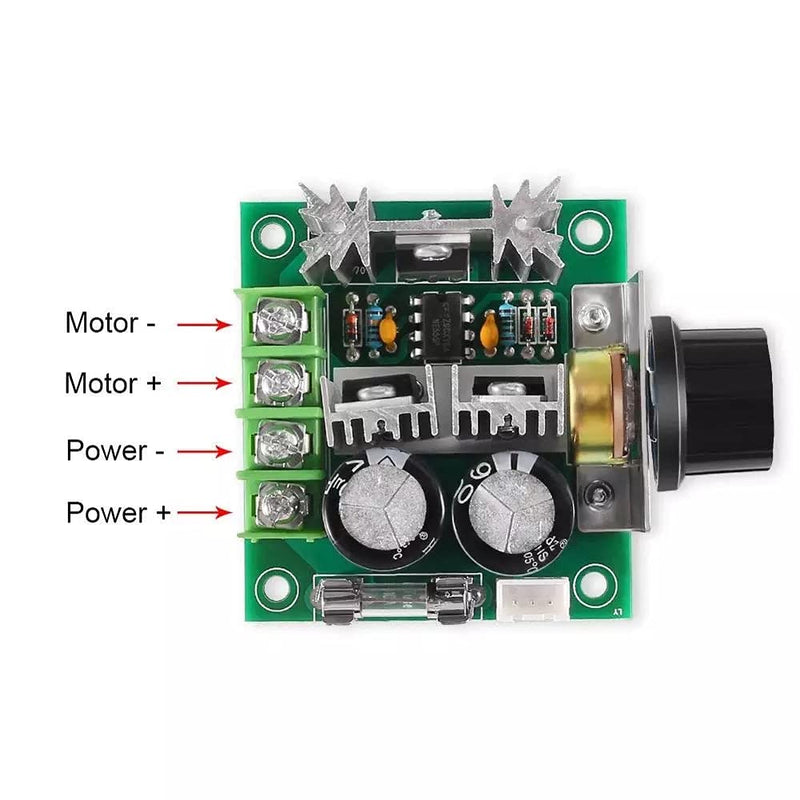 12V-40V 10A PWM DC Speed Controller Motor Speed Controller Module with Reverse Polarity Protection, high Current Protection 12V-40V 10A PWM DC Motor x1