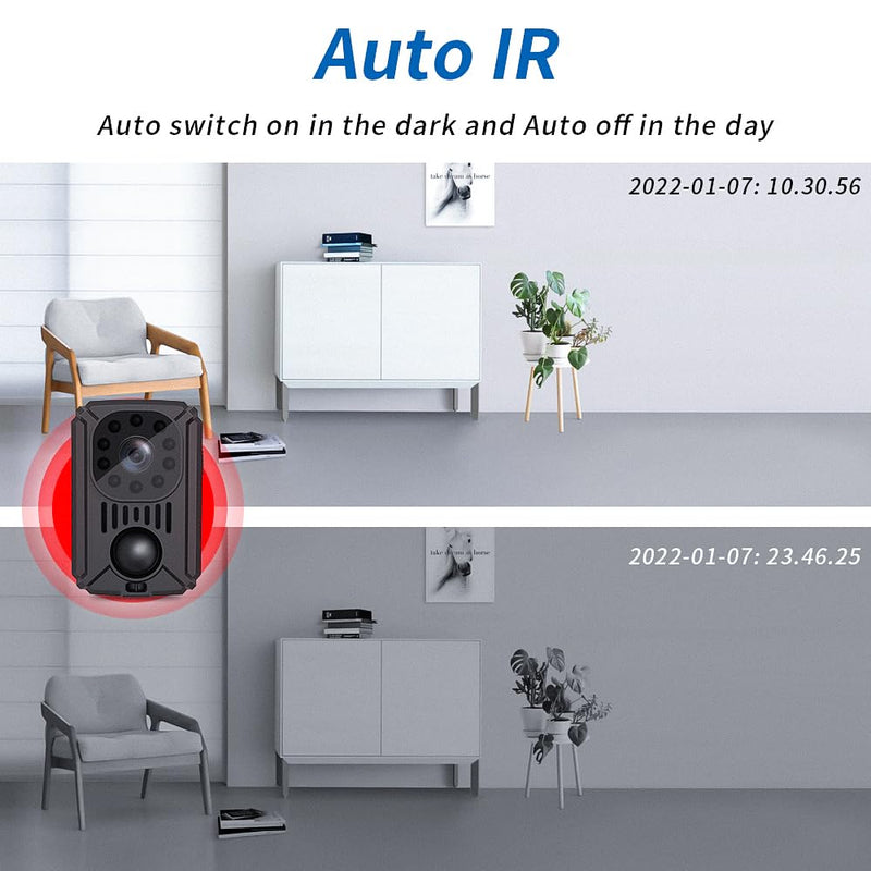 Andoer 1080P HD Body Mounted Camera Portable Video Recorder Hidden Camera with Auto Night Vision Large Battery Capacity 120°Wide Angle with Back Clip Bracket Base
