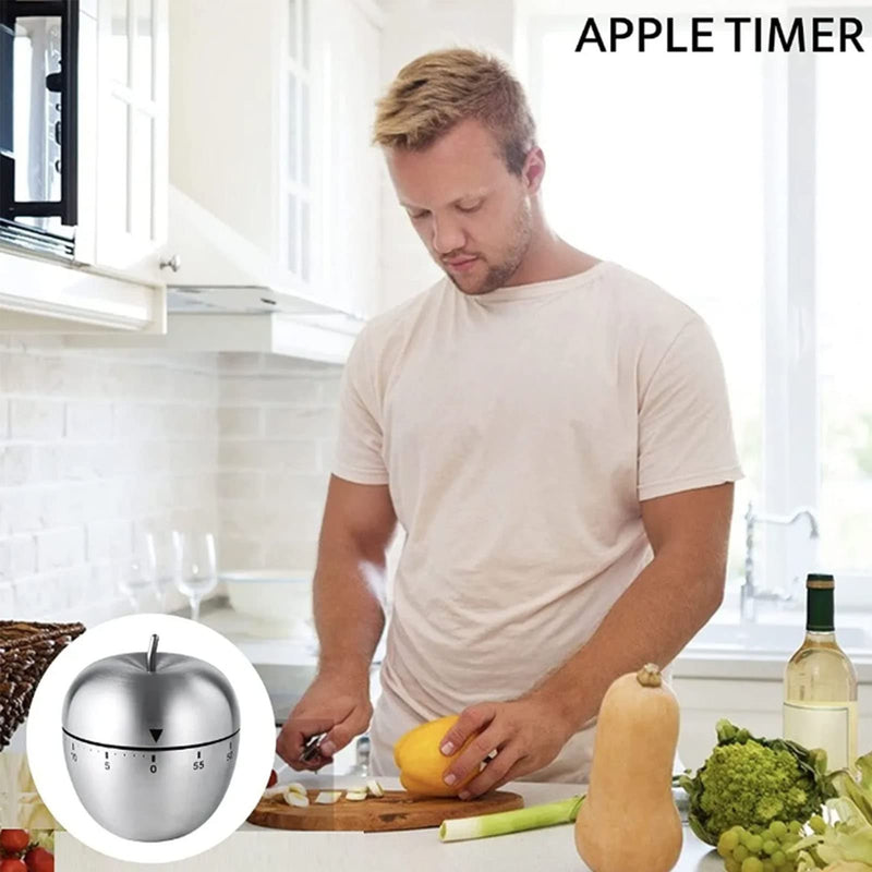 2Pcs Kitchen Timer, Egg Fruit Shape Stainless Steel Waterproof Mechanical Kitchen Timer Visual Countdow Cooking Timer, 70 Decibels Alarm