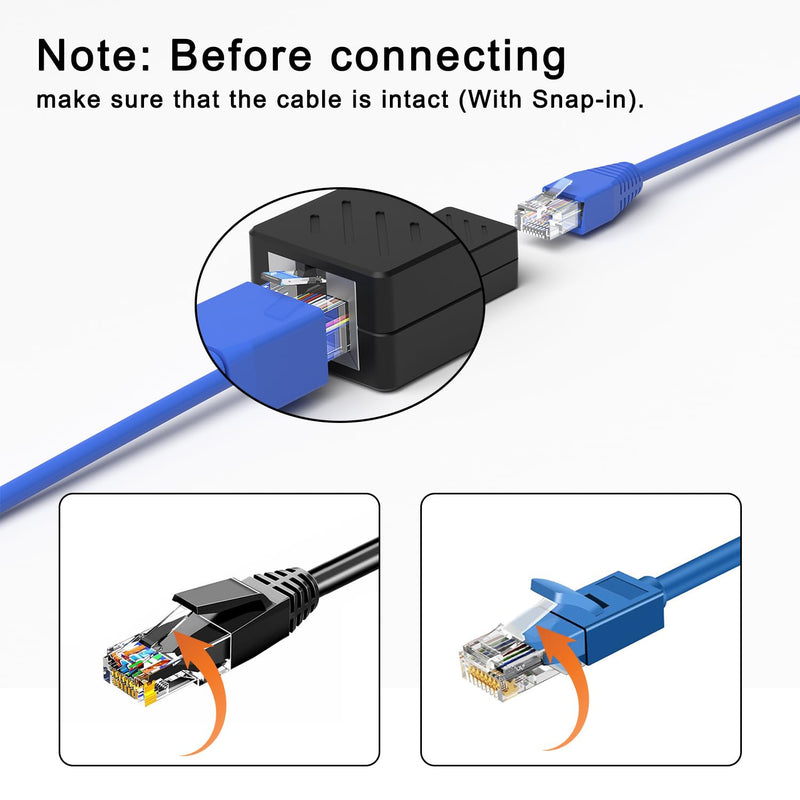 ZUZONG RJ45 Inline Coupler Ethernet Extender Cat7 Cat6 Cat5e Ethernet Coupler Female to Female(RJ45 Coupler Black 20 Pack) RJ45 20 pack