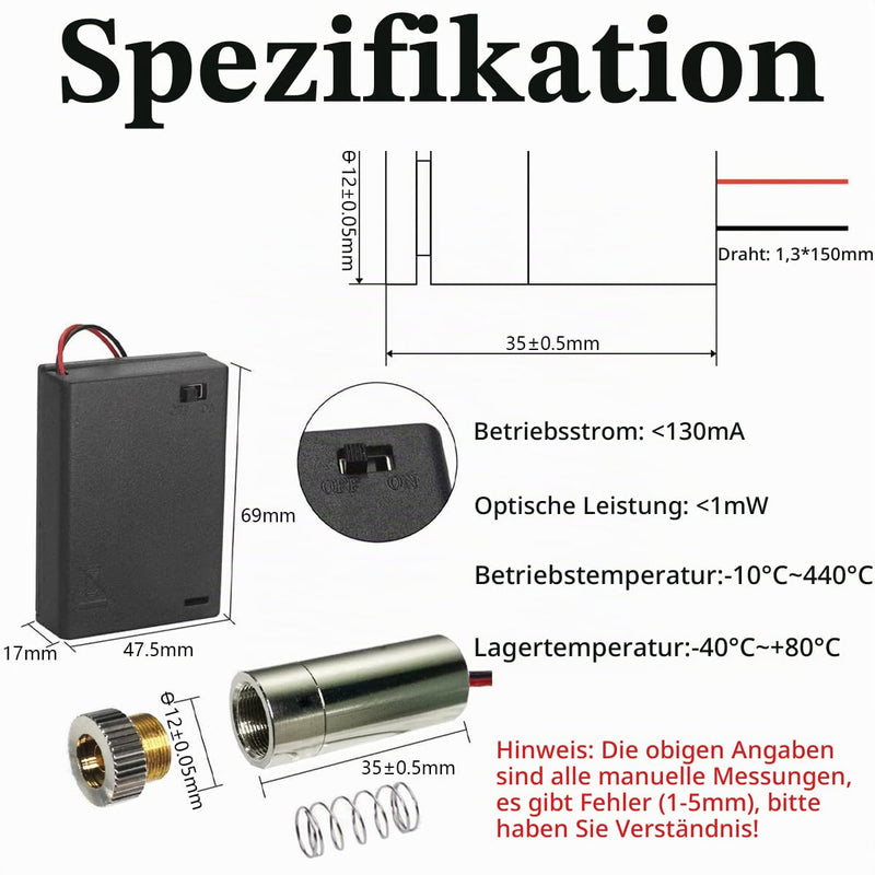 CTRICALVER 1 x 405nm 3-5V Purple Laser Line Module Diode w/Driver Plastic Lens + 1 x AA Battery Holder