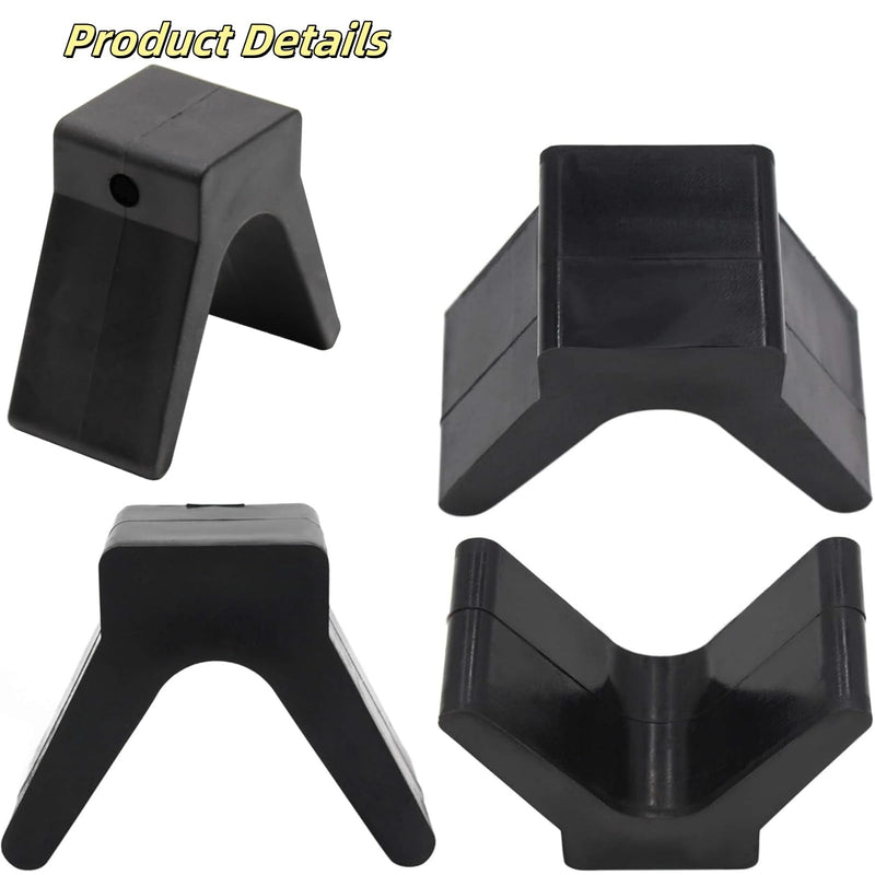 V-Shape Boat Trailer Bow Stop, 2" Width 4" V-Span Rubber Bow y Block, V-Style Trailer Roller Rubber Stoppers for Boats, 1/2 inch Mounting Holes (Non Marking Polyurethane)