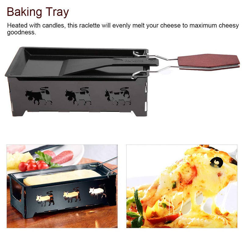 Non-Stick Cheese Melter, Portable Cheese Rotaster Raclette Machine with Spatula and Foldable Handle, Black