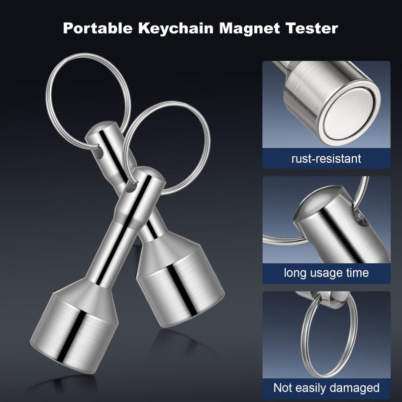 Hemobllo Pack of 2 Magnetic Gold Tester Key Ring Silver Tester, D17 mm Professional Test Magnet with 12 kg Tensile Force for Jewellery, Coins & Metals, Compact Jeweler's Tool for Authenticity Testing