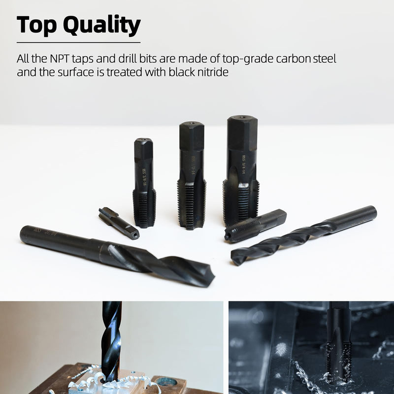 1"-11-1/2 NPT Pipe Tap and 1-5/32" drill Set, Carbon Steel Hand Threading Plumbing Tap Set for Plumbers Mechanics DIY Thread cutting tools 1"-11-1/2 NPT Tap, 1-5/32" Drill