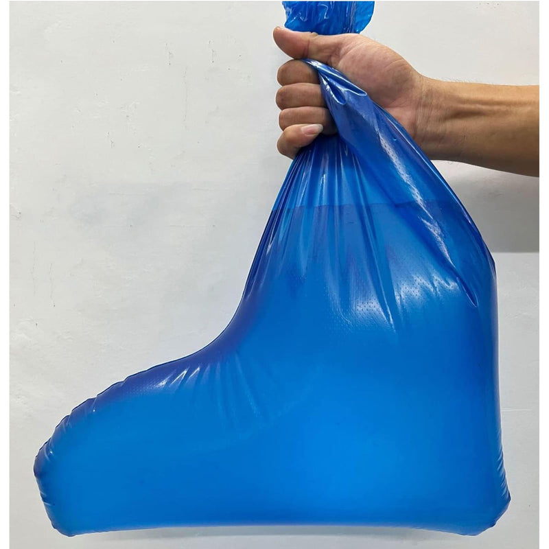 Pack of 20 Disposable Boot Covers PE Waterproof Non-Slip Blue | PE boot covers: water-repellent, non-slip. XL 38x48cm, size 46-47. Elasticated top edge. For agriculture, construction, and gardening. Blue Boot Clothing