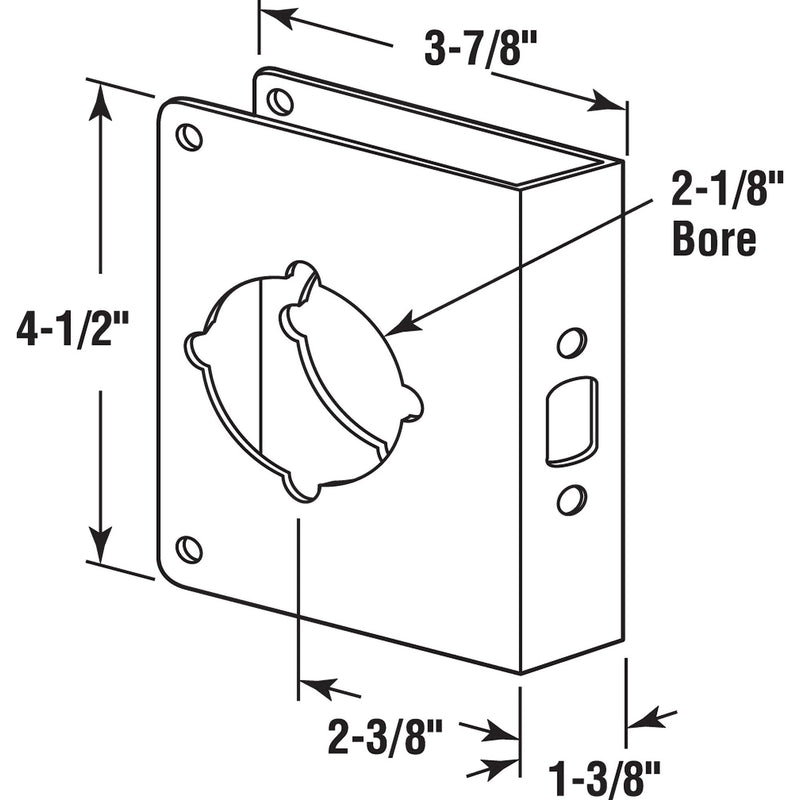 Prime-Line U 9589 Stainless Steel Lock and Door Reinforcement Plate for 1-3/8 In. Thick Doors, Stainless Steel Finish (Single Pack) 1-3/8 in.