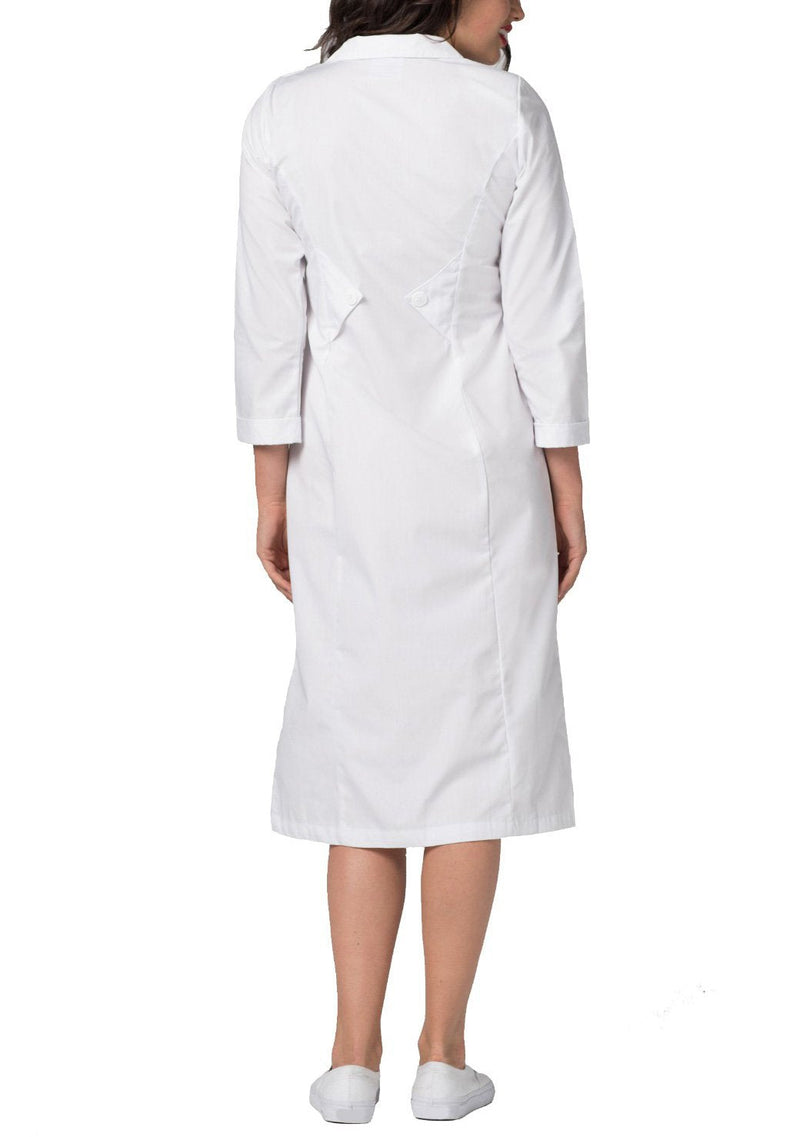Adar Universal Scrub Dress for Women - Embroided Collar Dress 16 White