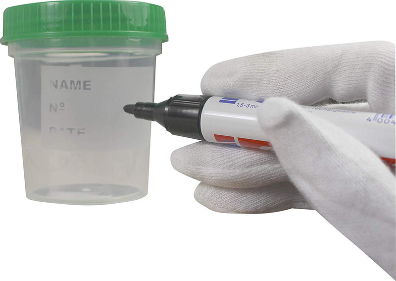 25x urine sample cups 125ml with green screw lid