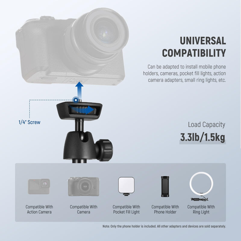NEEWER Phone Tripod for Cell Phone & Camera with Remote, 62.9" All Metal Selfie Stick Travel Vlog Tripod Stand for iPhone with Phone Holder, Portable Camera Tripod for Canon Sony DLSR GoPro, TS05