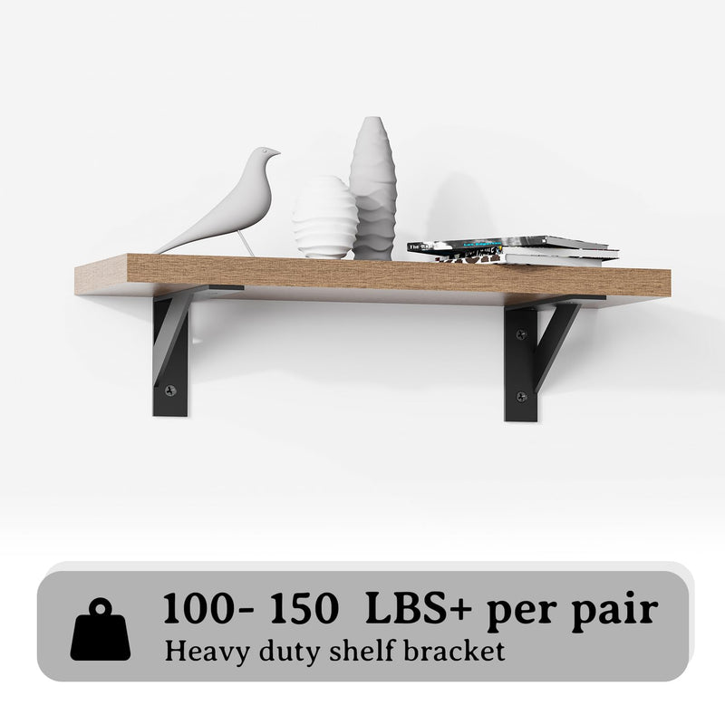 Shelf Bracket 6 inch x 4 inch,Black Metal Shelf Brackets,Shelf Support Angle L Brackets for Shelves,Heavy Duty Floating Shelf Brackets 4Pack 4*6inch-2pairs-black
