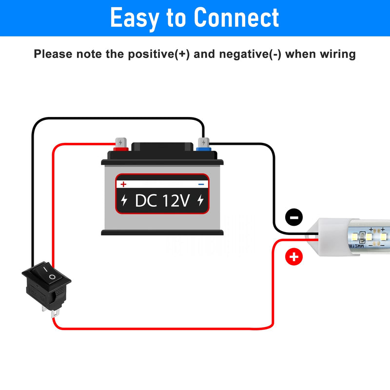 Linkstyle 4PCS 12V Interior LED Light Bar, 48 LEDs 700LM 6500K 12V LED Light Strip Christmas Lights with Switch, Enclosed Trailer Lights for Car Truck Camper Van RV, White DIY Switch