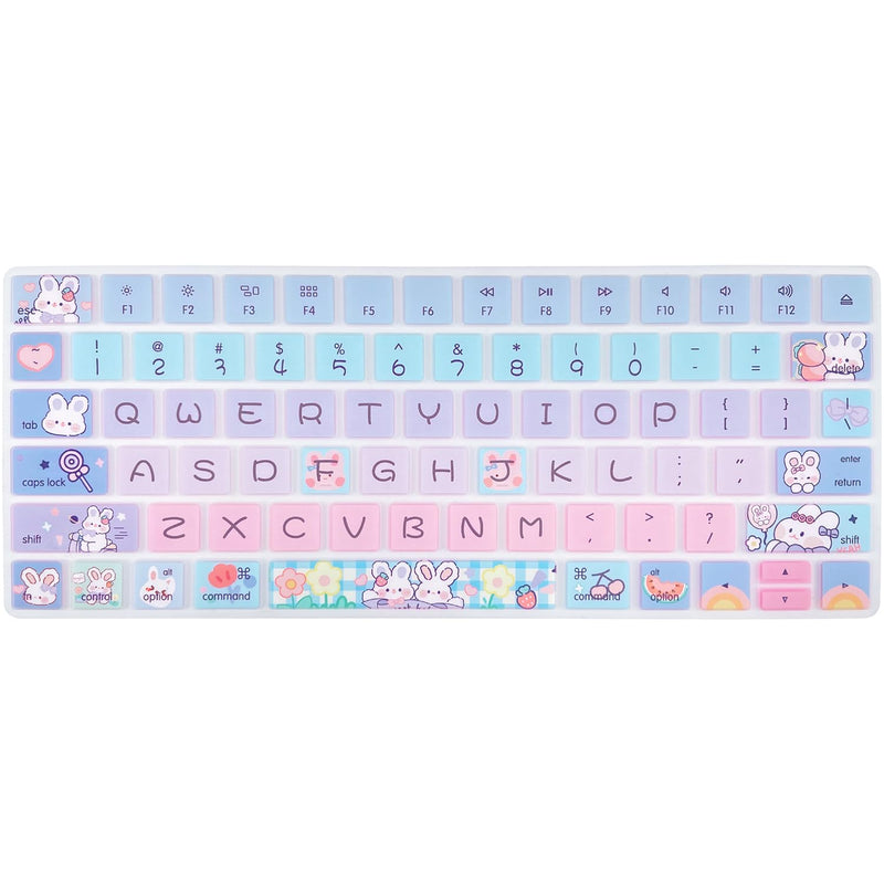 Keyboard Cover Skin for Apple iMac Wireless Magic Keyboard 2nd Gen (Model: A1644 MLA22LL/A) Without Numeric Keypad, Cute Silicone Skin Protector, Cute Bunny