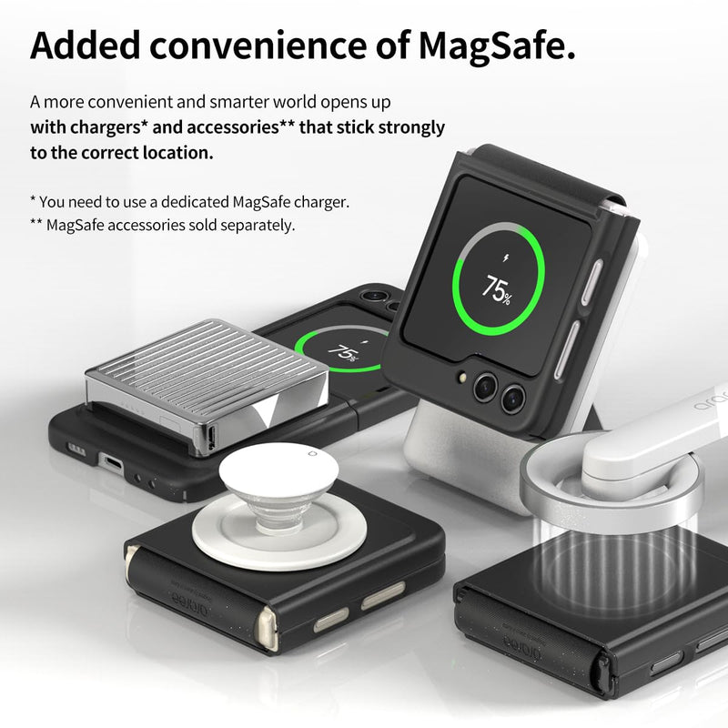 araree Aero Flex M Samsung Galaxy Z Flip 5 Case 【Improved Version】 with Hinge Protection, Compatible with Magsafe Accessories & Chager Anti-Fingerprint,Thin & Slim, Shockproof Slim Hard Case - Black
