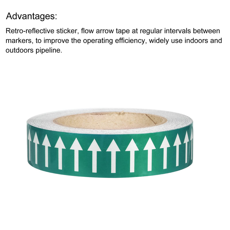 [Australia - AusPower] - PATIKIL White on Green Color Arrow Tape Vinyl Stickers Arrow Labels 30mm/1.2" for Pipe Markers, 1 Roll 