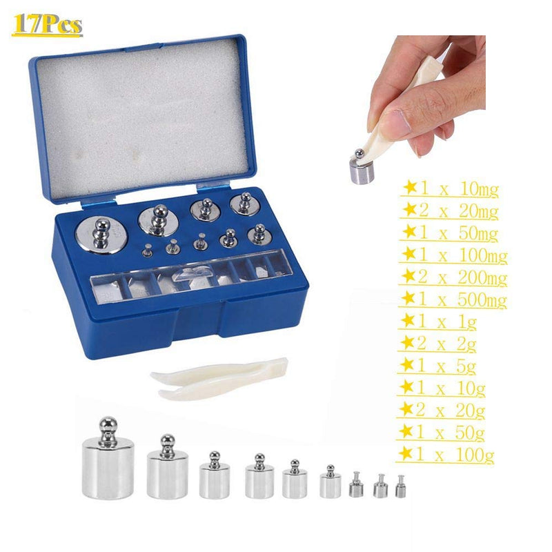 Calibration weight, Jectse 211.1g 10mg-100g steel +/- 0.003 g permissible error calibration weight set calibration gram scale weight set with tweezers