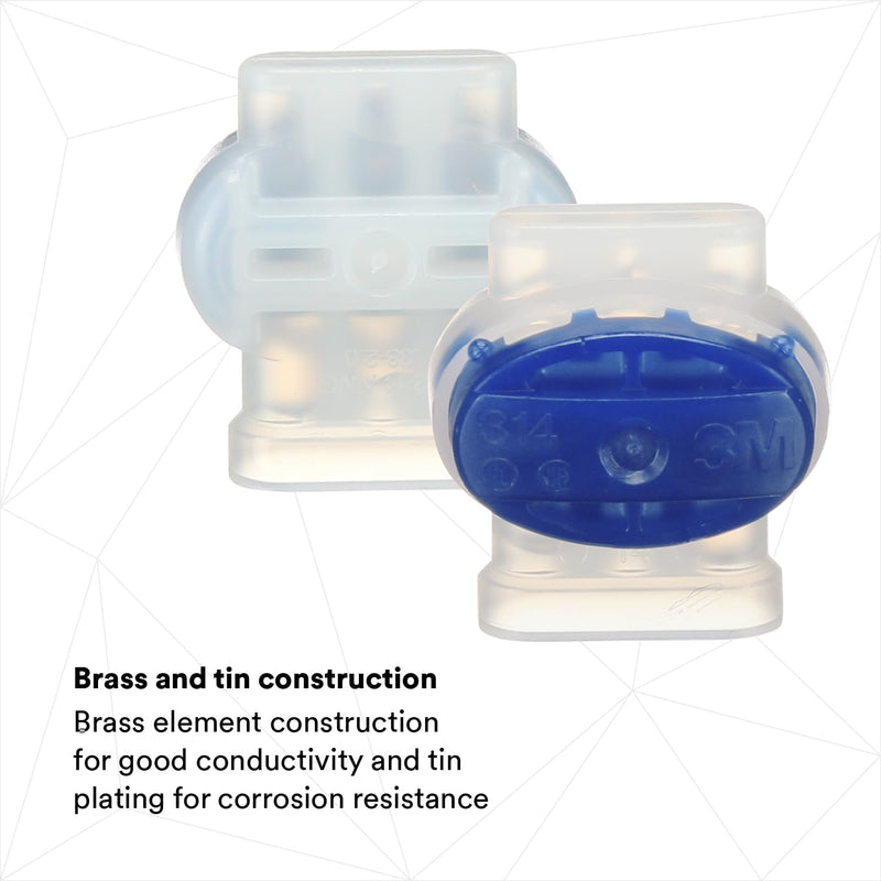 3M Scotchlok Electrical IDC (Insulation Displacement Connector) 314-BOX, Pigtail, Self-Stripping, Moisture-Resistant, Blue, 22-14 AWG (solid/stranded), Pack of 50