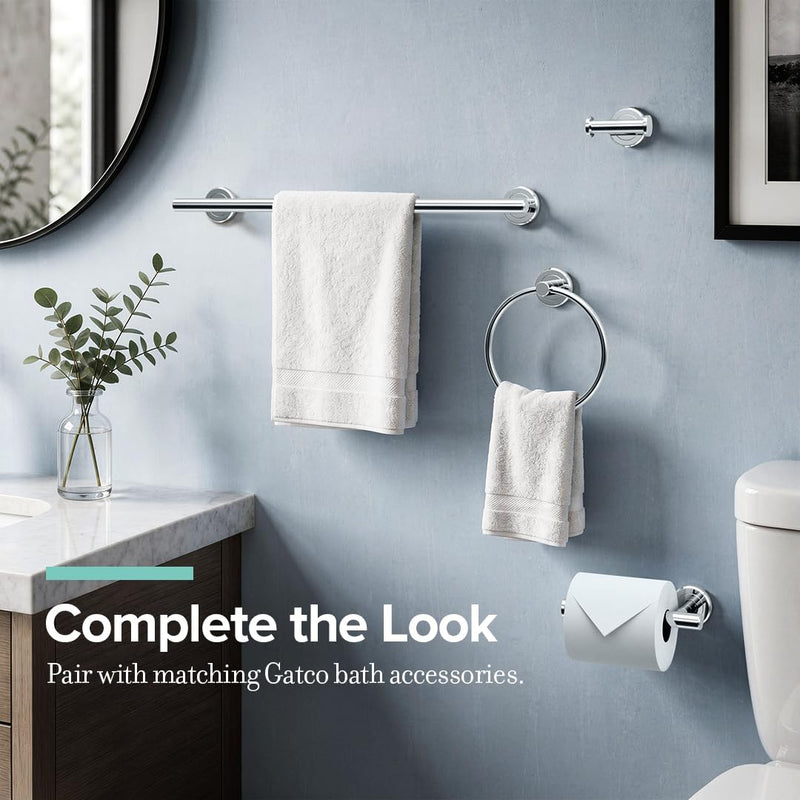 Gatco 4245 Latitude II Single Robe Hook, Wall Mounted Bathroom Towel & Robe Hook, Chrome Finish