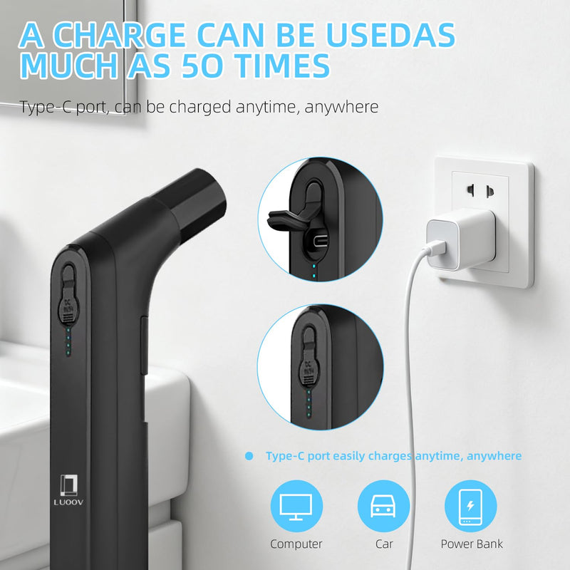 Portable Bidet for Travel with Soft and Strong Water Pressure Modes, USB-C Rechargeable Travel Bidet, Large 2.3L Water Tank for Home and Camping Use (Black) Black