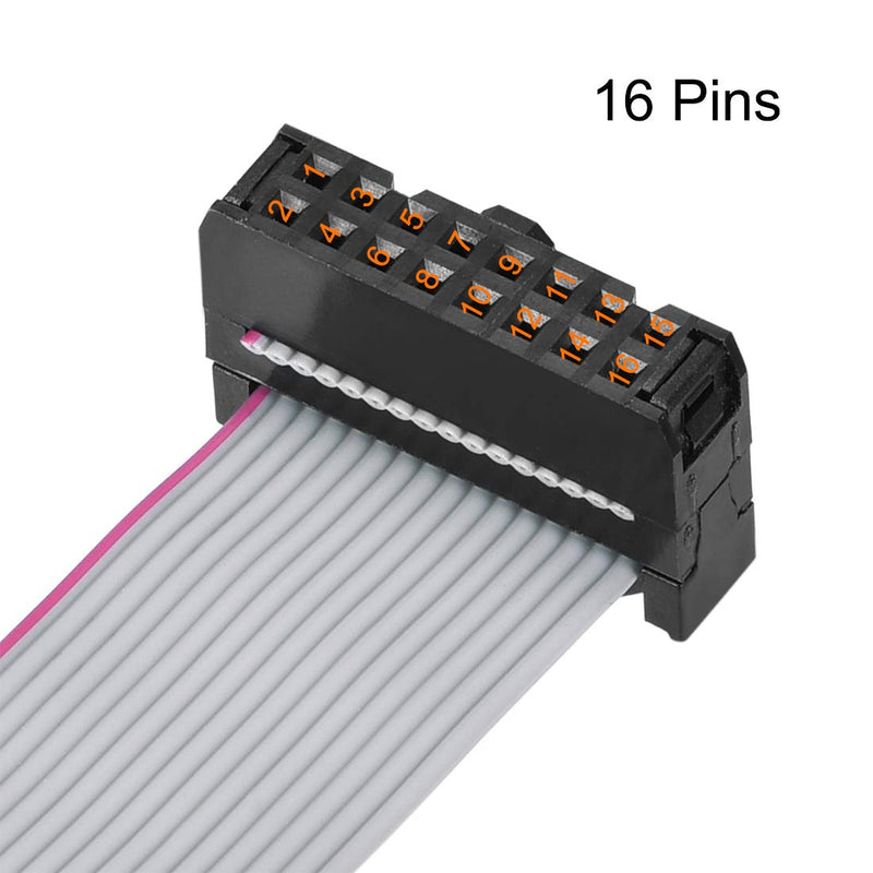 uxcell IDC Wire Flat Ribbon Cable FC/FC Connector A-Type 16 Pins 2.54mm Pitch 1m Length Gray