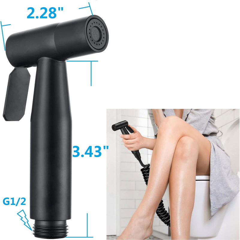 Handheld Bidet Sprayer for Toilet,Bathroom Spray with G1/2,Black | Suitable for personal hygiene cleaning, bathroom cleaning, pet bathing, mop cleaning, etc. Black