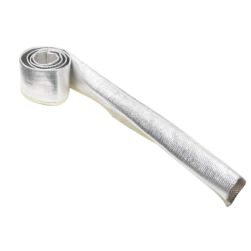 3/8" (9.52mm) Lightweight Aluminum Fiberglass Heat Shield Sleeve Insulated Protection for Braided Hoses, Fuel Lines, Cables or Electrical Wiring Heat Protection (3 Feet Length) 3/8" (9.52mm)