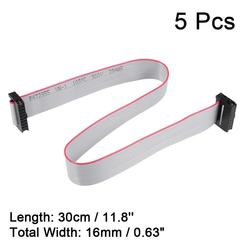 uxcell IDC 16 Pins Connector Flat Ribbon Cable Female Connector Length 30cm 2mm Pitch,5pcs