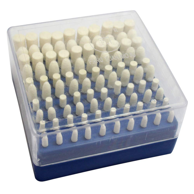 Oudtinx 100pcs Multifunctional Wool Felt Mandrel Mounted Grinding Polishing Accessories Attachment Set - Compatible with Dremel 1/8" Shank