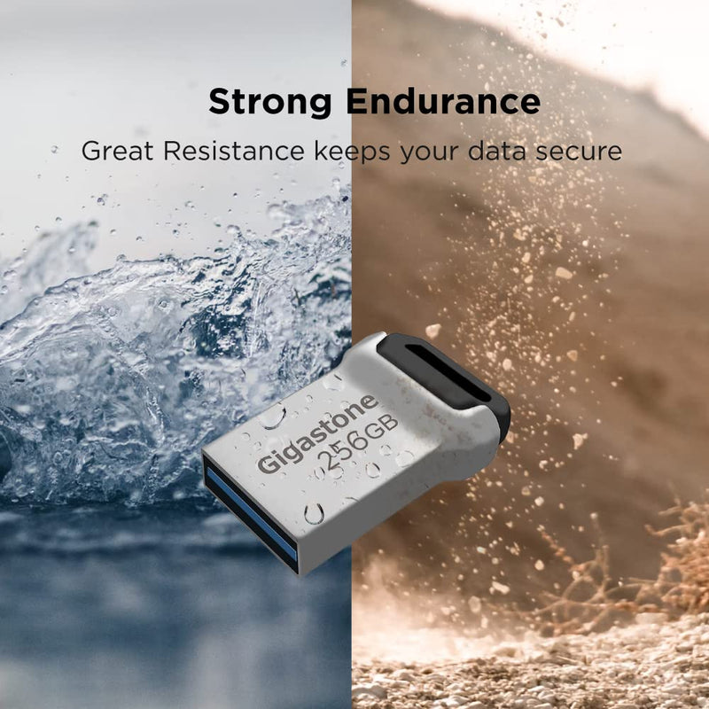 GIGASTONE 256GB Nano Flash Drive, Z90 USB 3.2 Gen 1, 120MB/s Ultra Fast, Super Lightweight, Mini Fit Robust Metal Design, Data Storage, Backup for PC/Mac/TV/Car, USB 2.0/3.0/3.1 Compatible Mini Silver 1-Pack