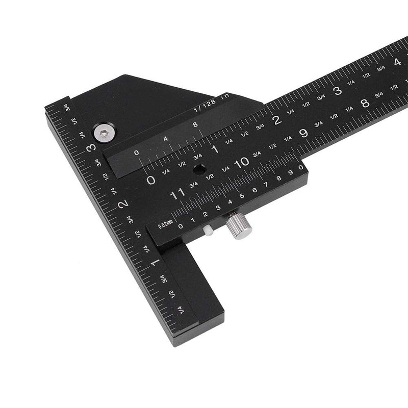 Fafeicy Woodworking T Ruler, 11.8in/30cm Aluminum Alloy Wood Cutter Measure Scribing Ruler, Integrated Locking Device, for Workshop, DIY, Tool Box