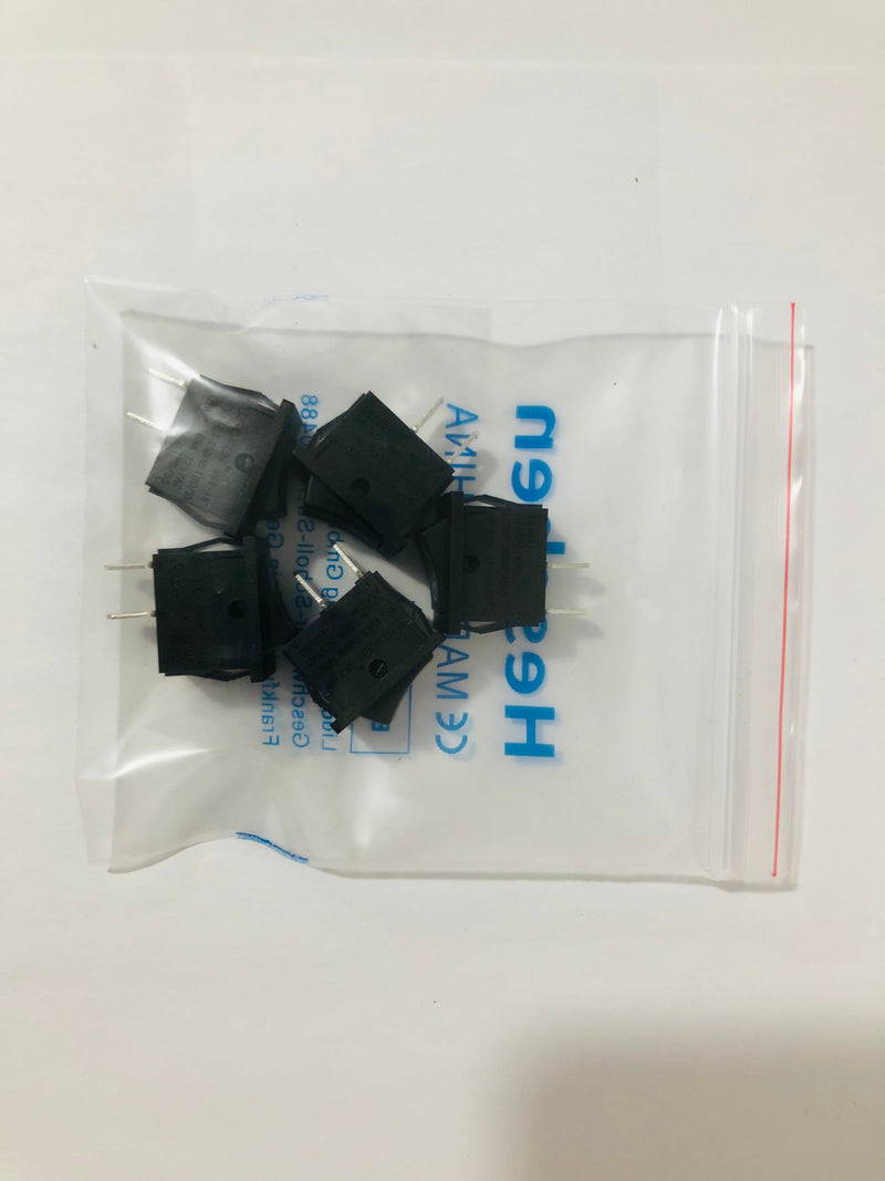 Heschen Pack of 5 Black Rectangular Rocker Switch ON-OFF SPST 2 Position 2 Terminal 6A 250VAC/125VAC UL VDE