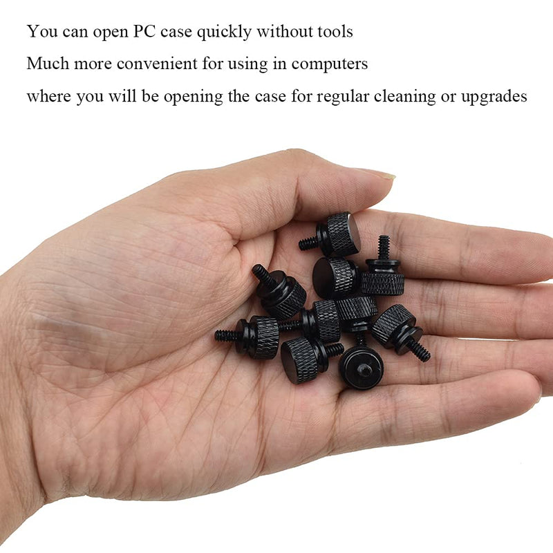 Hahiyo Anodized Aluminum Thumbscrews 6#-32 Thread Size Large Knurled Head Cage Mounts Hand Tighten Easy to Grip and Turn Not Damage Inside Sturdy, Black 10pcs (2021033103-Thumbscrews) 6#-32-Black-10Pieces