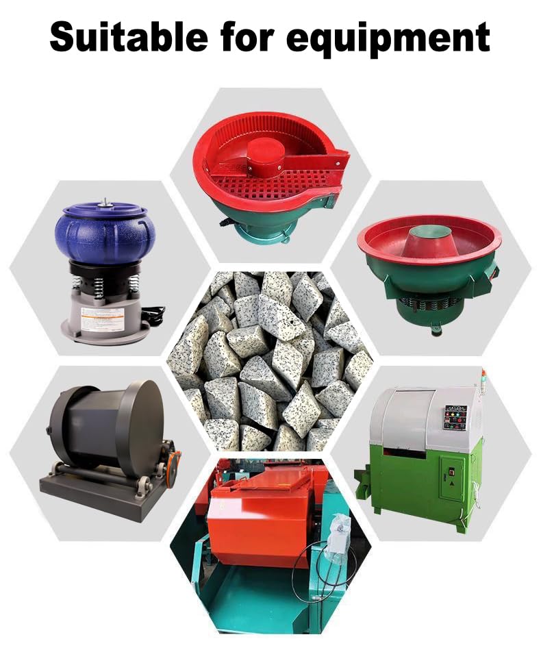 8 lb Ceramic Media for Vibratory Tumblers – Fast Cut Deburring Ceramic Media, 3/8" Polyhedron Triangles for Metal Parts Finishing in Rotating & Vibratory Machines 3/8" (8 lb) Gray Ceramic