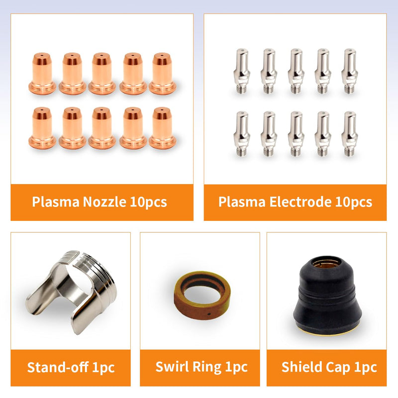23pcs IPT60 IPT40 Plasma Cutter Consumables 1.0mm 0.039'' Plasma Cutter Accessories for CUT 55MP, CUT55 NHF, CUT65DS Cutter IPT60 consumables