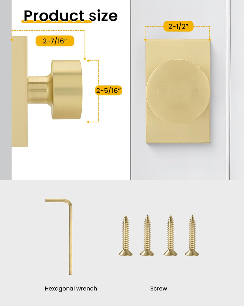 Goldenwarm Gold Dummy Door Knob, Zinc-Alloy Brushed Gold Heavy Duty Single-Sided Door Locks (1 Pack) 1