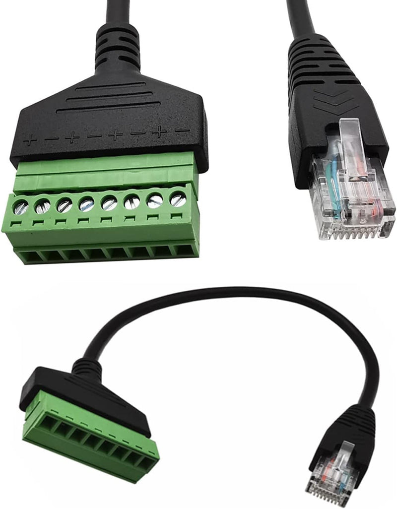 10 Pcs RJ45 Male to 8 Pin Screw Terminal Adapter,1ft RJ45 8p8c to 8Pin Bolt Terminal Connector for Cat 5/5e/6 Ethernet Extender CCTV Digital DVR Network Adapter (Male) RJ45 Male Connector（10PCS)
